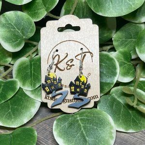 Halloween Haunted House Earrings - Spooky - Gift for her - Seasonal Earrings